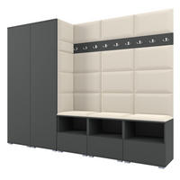 GARDEROBE NELA VII 250 cm (Modulare Flurmöbel XL Graphit mit Sitzpolster Creme 01 2 Schränke) - Silberfarben/Creme, Holz/Holzwerkstoff (250/187/40cm) - Ravio