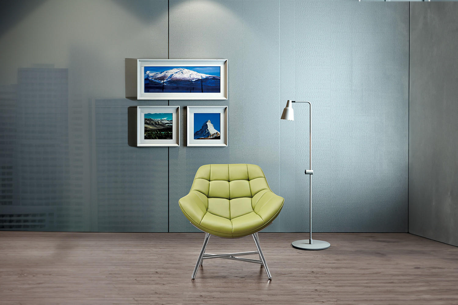 SESSEL BERIO Grün Kunstleder - Silberfarben/Grün, Textil/Metall (75/79/41cm) - KAWOLA