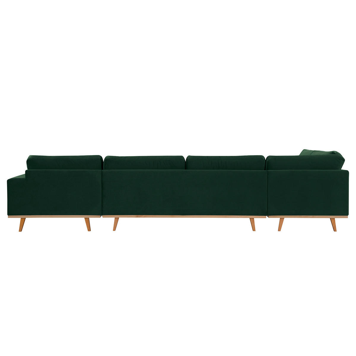 WOHNLANDSCHAFT mit Longchair - Buchefarben/Grün, Buchenholz/Textil (371/81/219cm) - home24