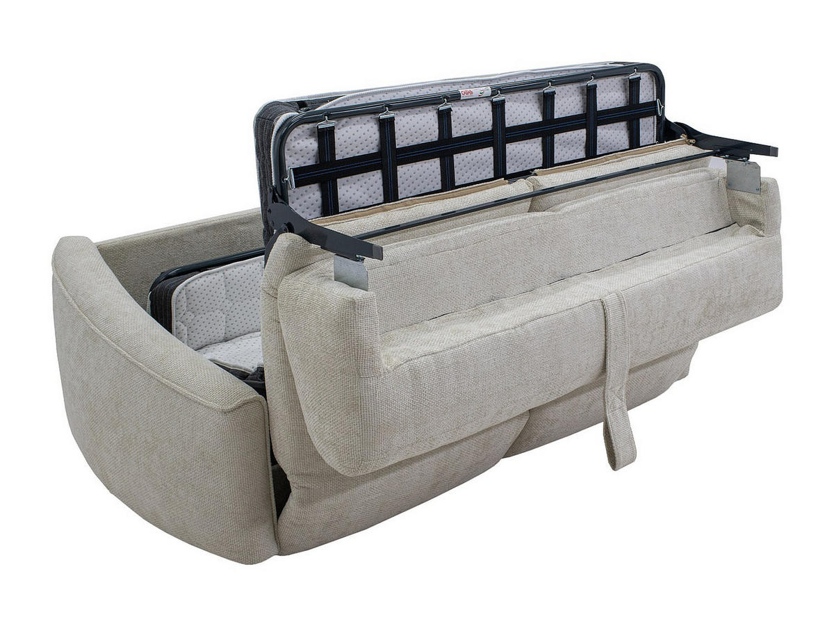 4-SITZER Schlafsofa mit Schnellverstellung aus strukturiertem Beige-Stoff - Liegefläche 160 cm - 13 cm Memoryschaum-Matratze ASUFA - Beige, Textil (228/80/100cm) - Vente-Unique