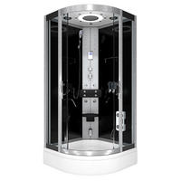 DAMPFDUSCHE Duschkabine D58-53T2-EC sw 90x90 - Schwarz, Glas/Kunststoff (90/90/225cm) - AcquaVapore by Sandra Jentho