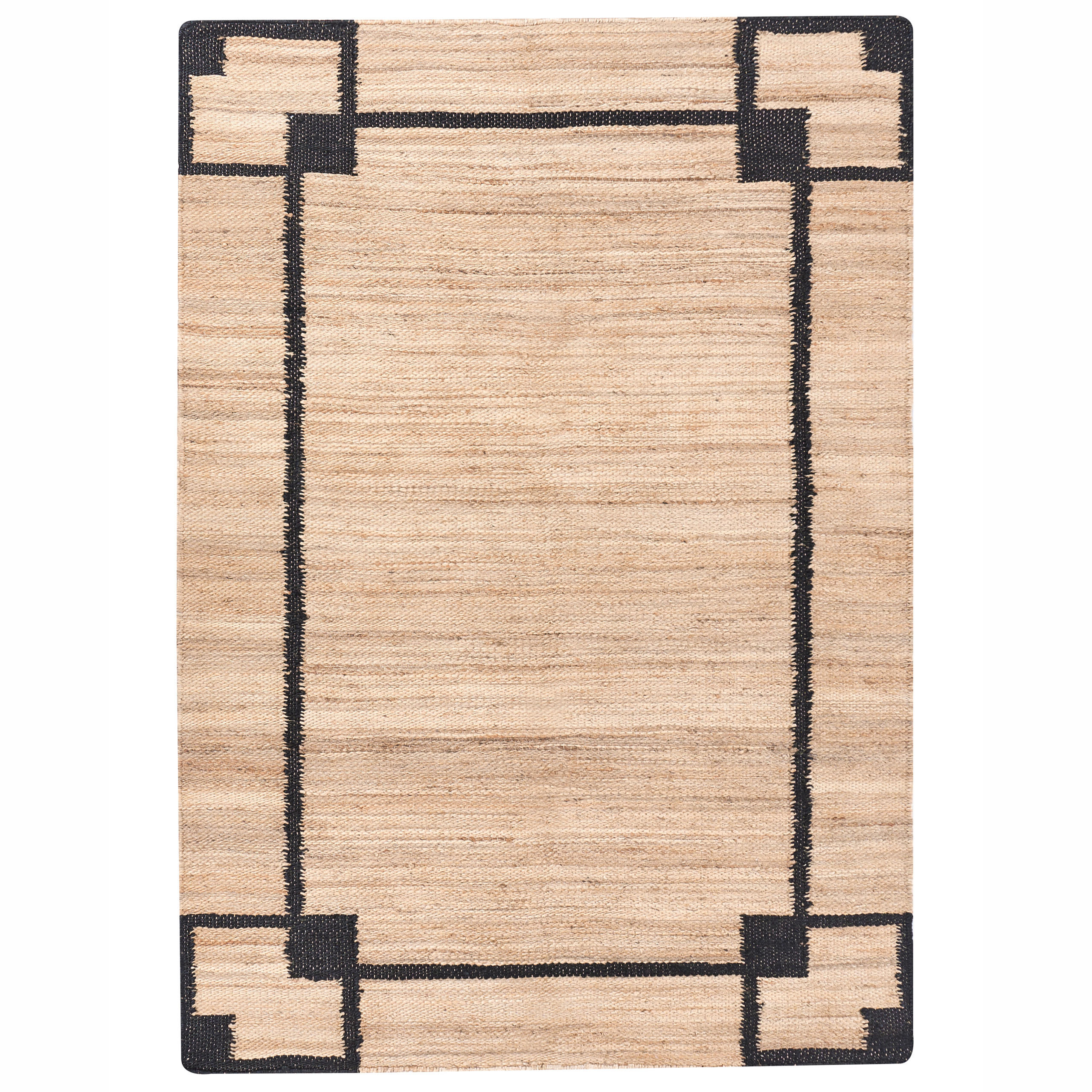 TEPPICH Schwarz/Beige 160/230 cm Jute Gondia - Beige, Textil (160/230cm) - Beliani