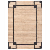 TEPPICH Schwarz/Beige 160/230 cm Jute Gondia - Beige, Textil (160/230cm) - Beliani