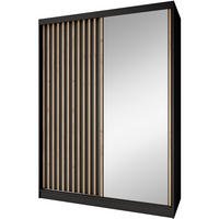 SCHWEBETÜRENSCHRANK Donatello mit 2 Türen. 160 cm, Schwarz+eiche Artisan - Schwarz/Eiche Artisan, Holzwerkstoff (160/205/60cm) - Beautysofa
