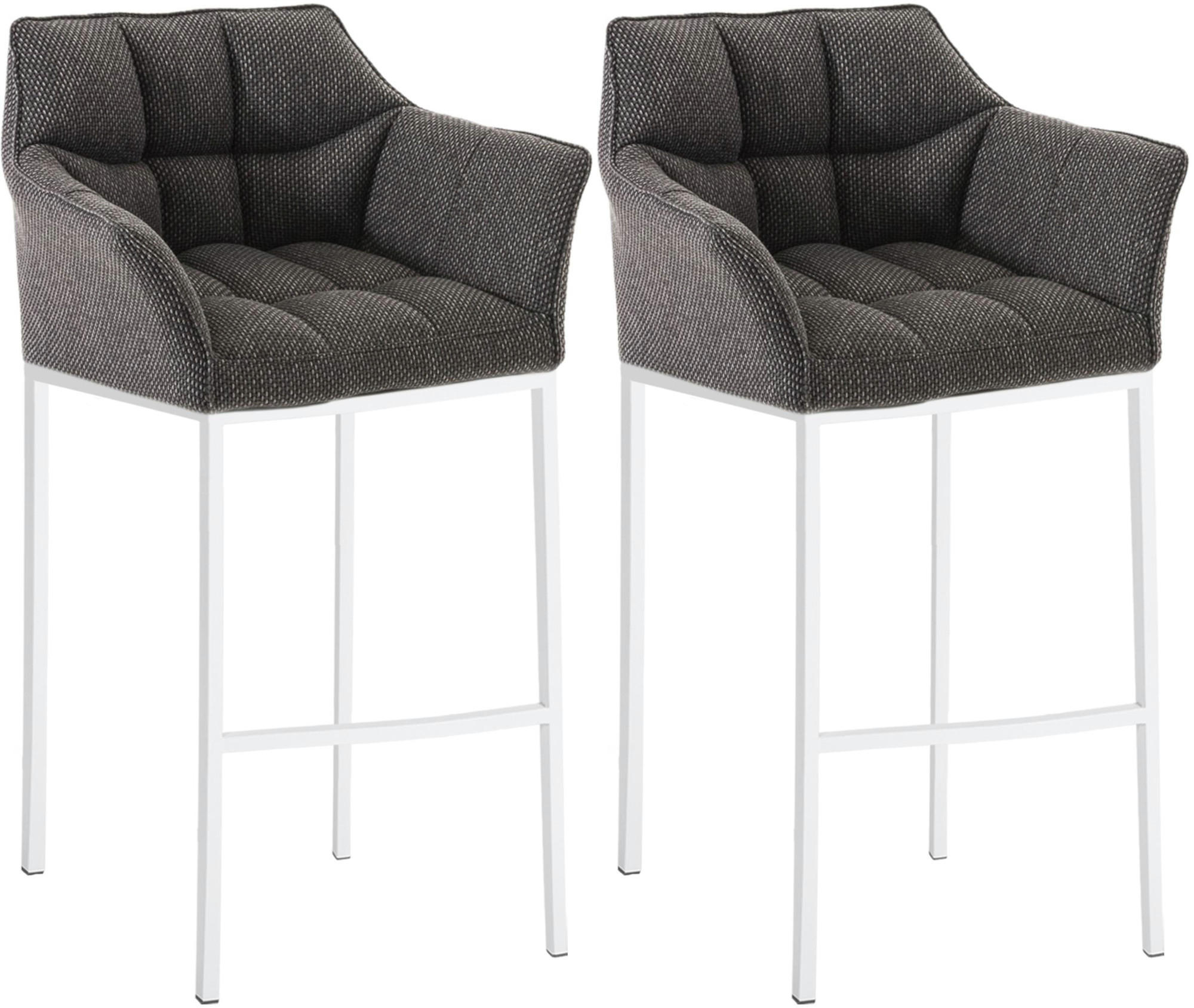 BARHOCKER 2er Set Stoff Titangrau - Graubraun/Weiß, Textil/Metall (64/110/48cm) - CLP