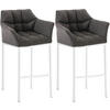 BARHOCKER 2er Set Stoff Titangrau - Graubraun/Weiß, Textil/Metall (64/110/48cm) - CLP