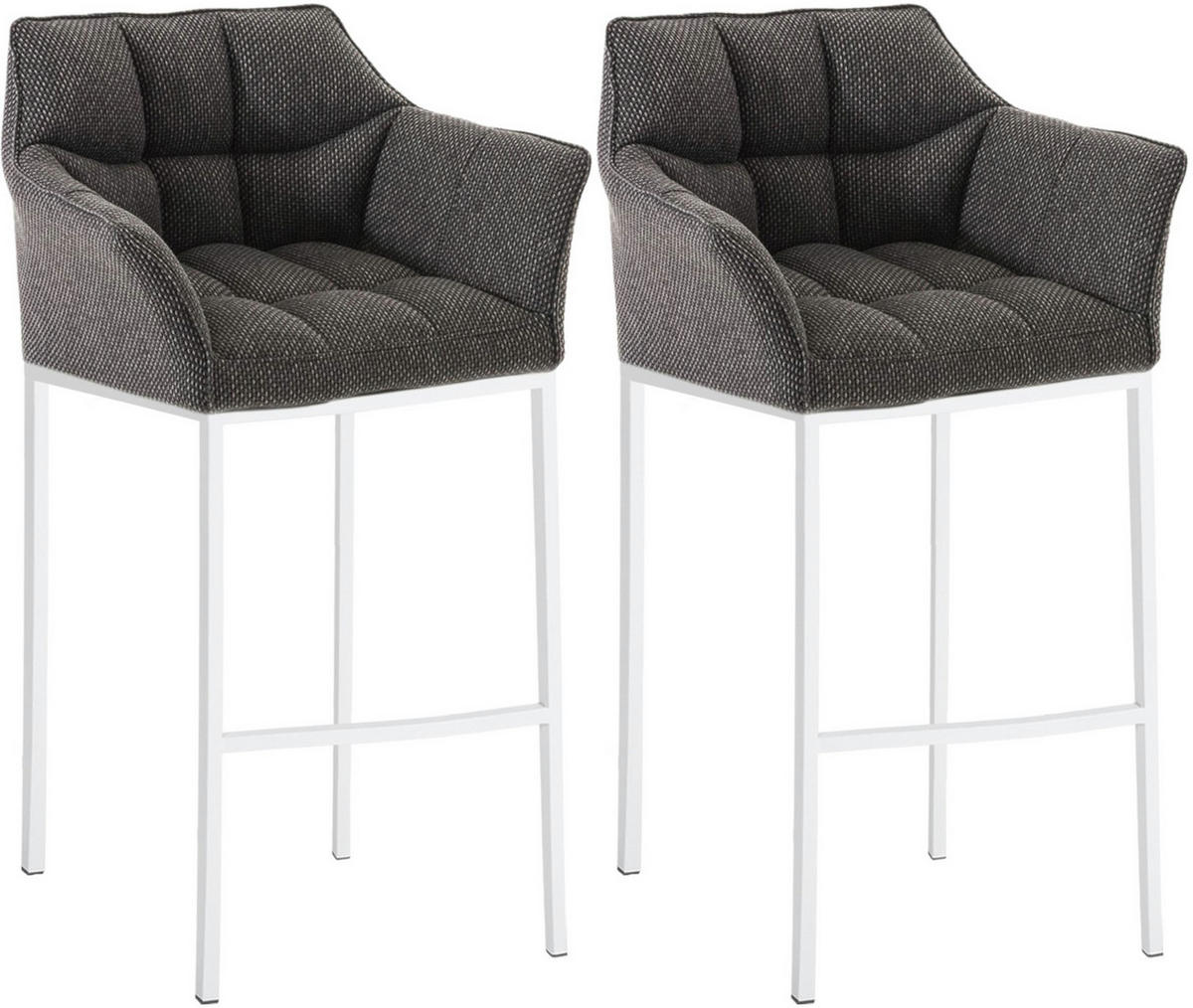 BARHOCKER 2er Set Stoff Titangrau - Graubraun/Weiß, Textil/Metall (64/110/48cm) - CLP