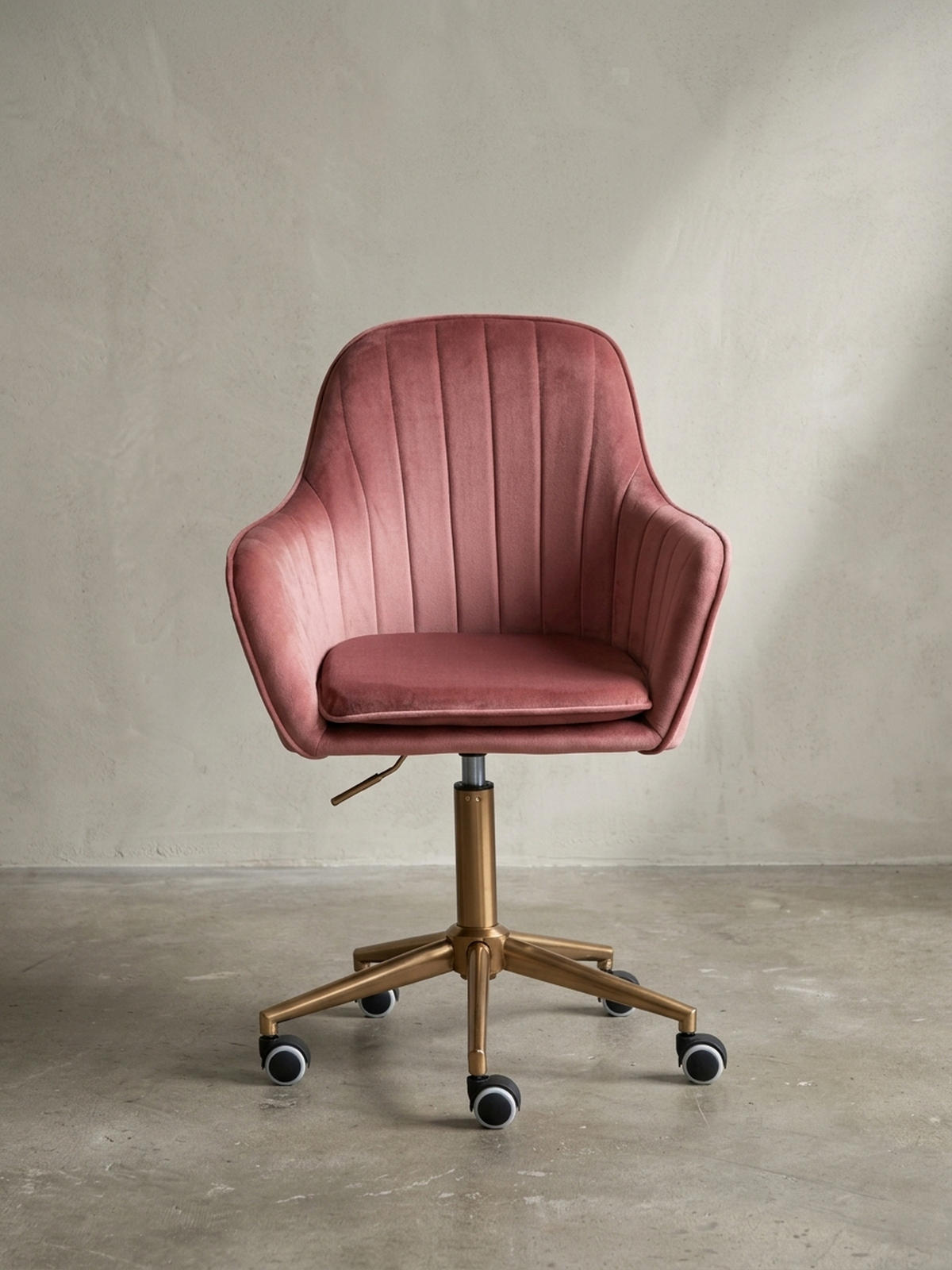 SCHALENSTUHL Samt mit Metallfußkreuz und 360° Drehfunktion SANDRA, Rosa 54x52x105 cm - Pink/Goldfarben, Textil/Metall (54/105/52cm) - KADIMA DESIGN
