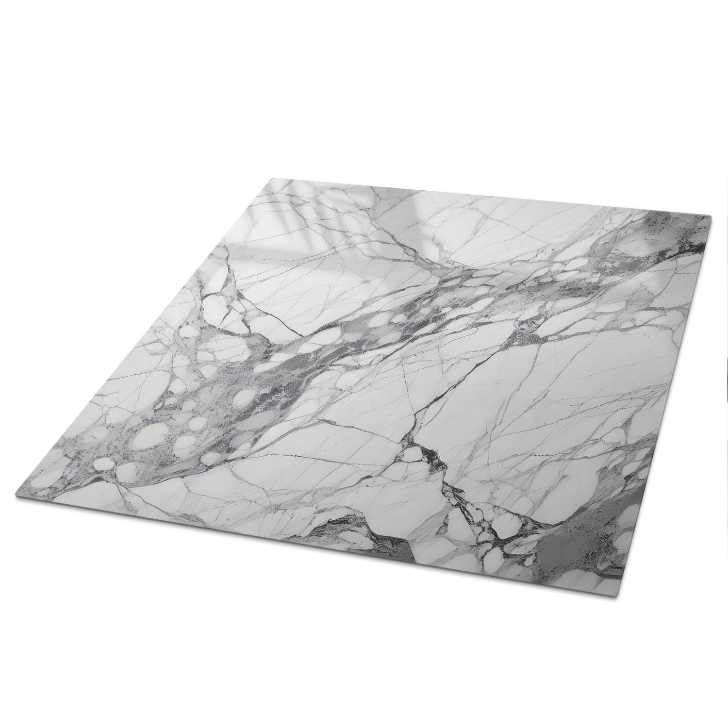 TISCHPLATTE 50x50 cm – Marmor-Eleganz - Blau, Glas (50/50/0.4cm) - Wallfluent