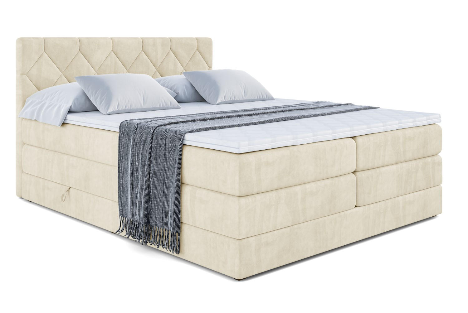 BOXSPRINGBETT CATOR KING - 120x200 - H3/H4 - Beige - Beige, Holzwerkstoff (120/200cm) - ALTDECOR