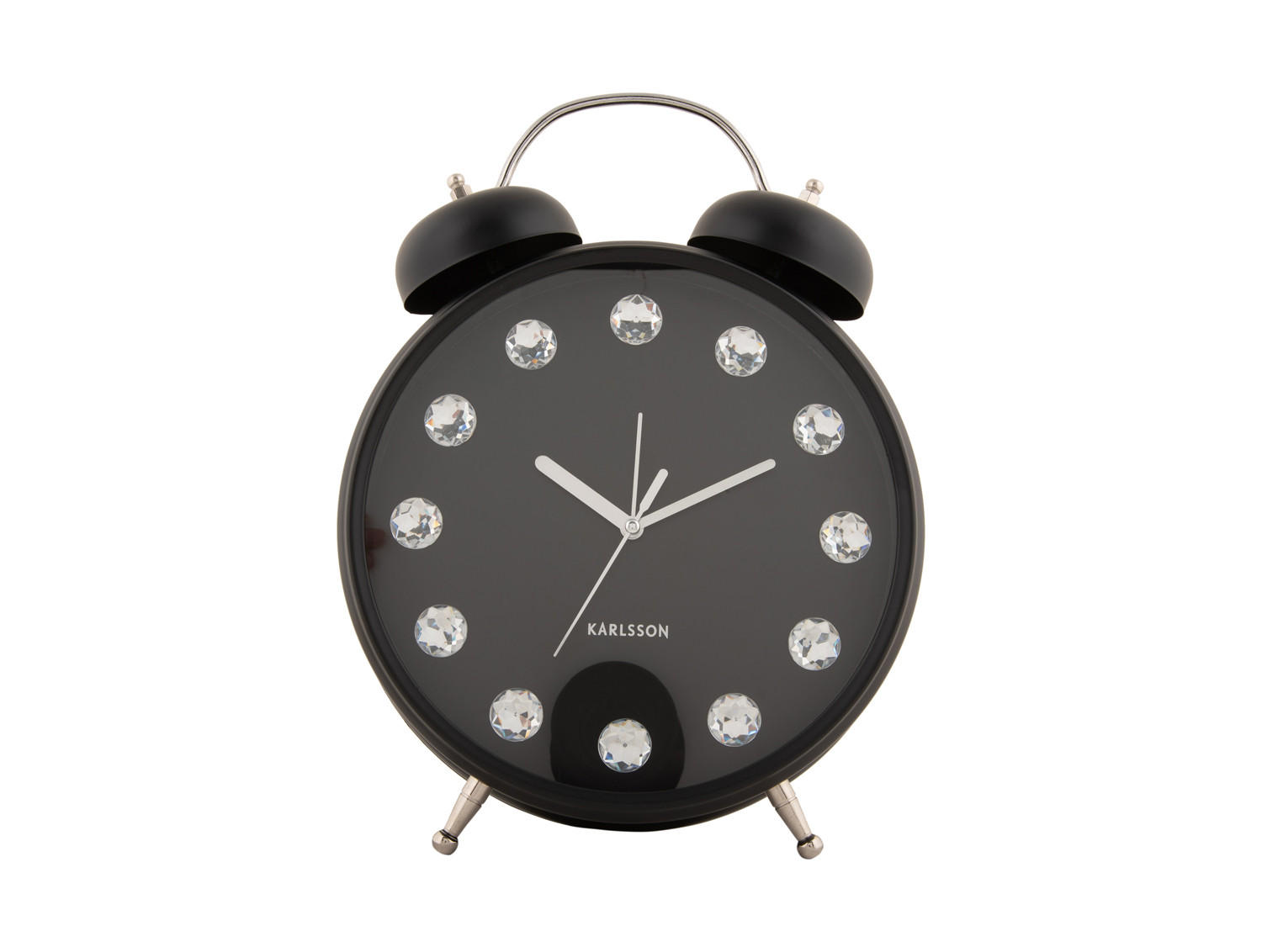 WECKER Glam Diamonds XL 23.5/23.5/30.5 cm - Schwarz, Metall (23.5/30.5/23.5cm) - Karlsson