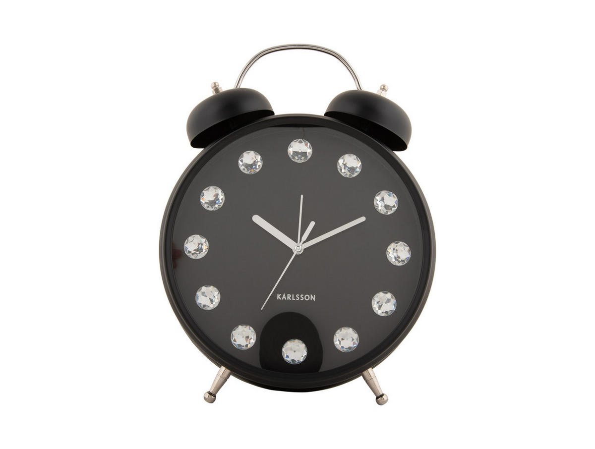 WECKER Glam Diamonds XL 23.5/23.5/30.5 cm - Schwarz, Metall (23.5/30.5/23.5cm) - Karlsson