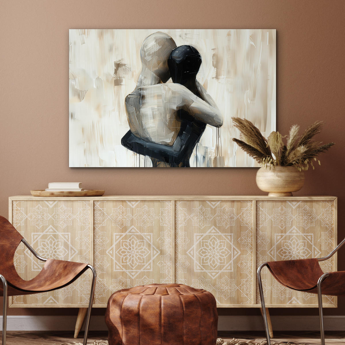 METALLBILD Abstrakt - Liebe - Schwarz und weiß - Modern 120x80 cm - Schwarz, Metall (120/80cm) - MuchoWow