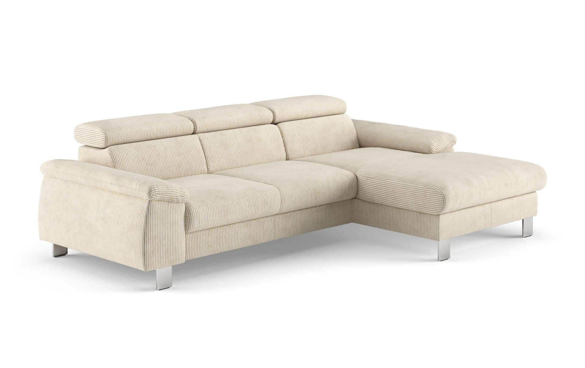 ECKSCHLAFSOFA mit Bettkasten – Cord-Stoff - Chromfarben/Beige, Holz/Textil (166/244cm) - Cotta