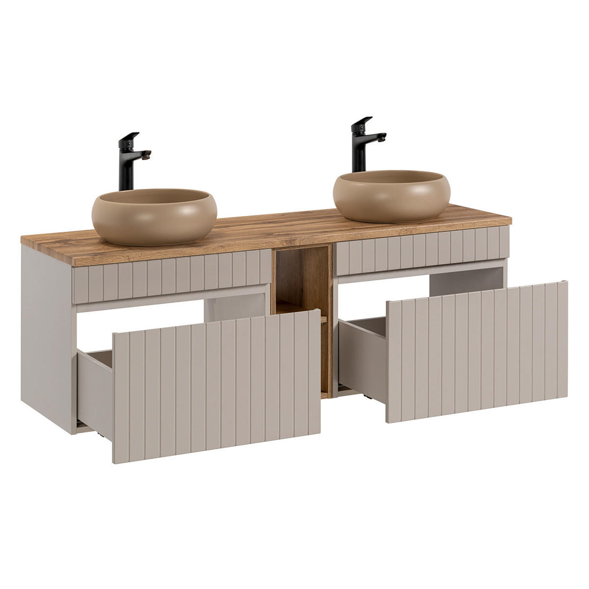 DOPPELWASCHTISCH 140.4cm Zelie Kaschmir - Beige, Holzwerkstoff (140.4/48/46cm) - Petits-meubles