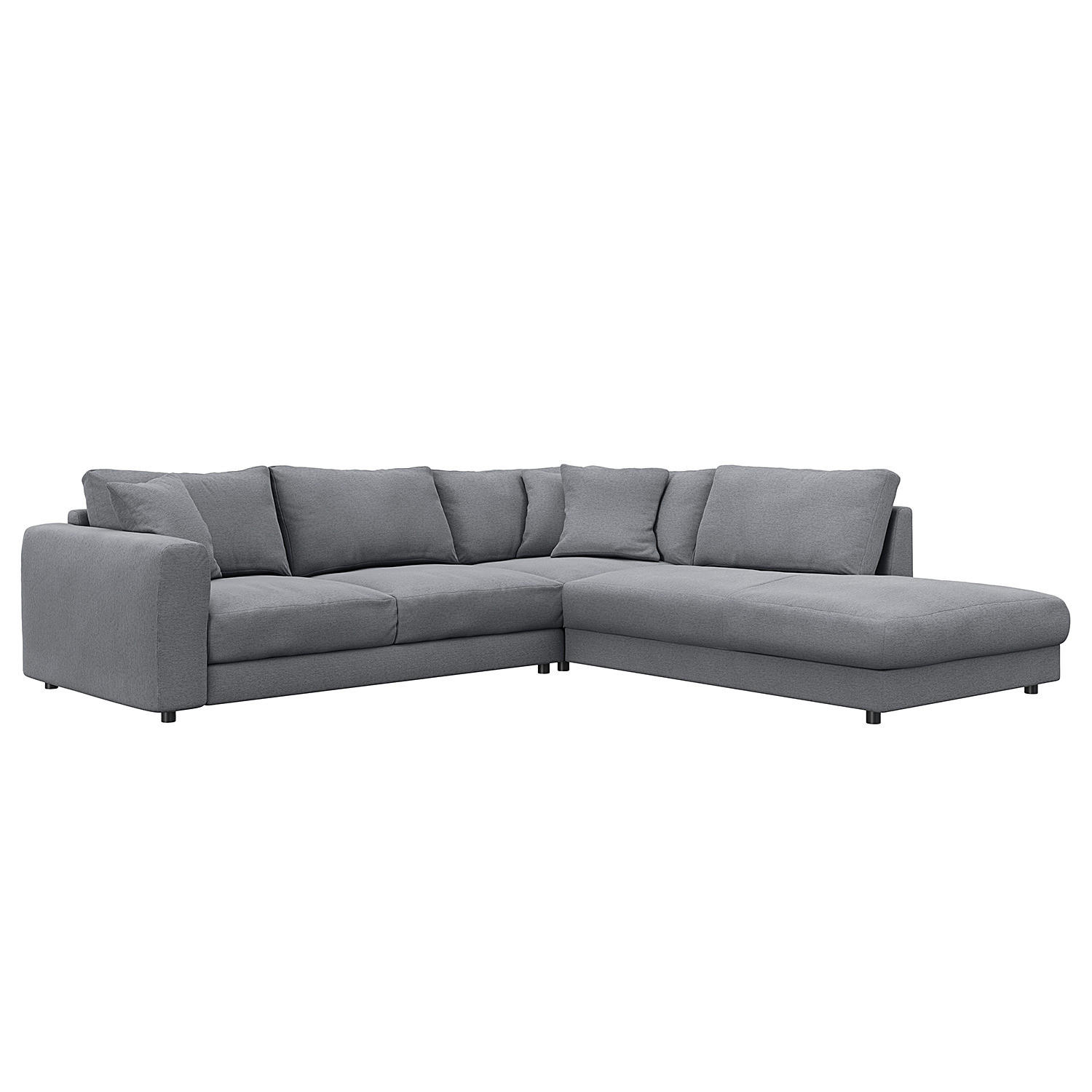 ECKSOFA mit Ottomane - Schwarz/Grau, Textil (267/254cm) - home24