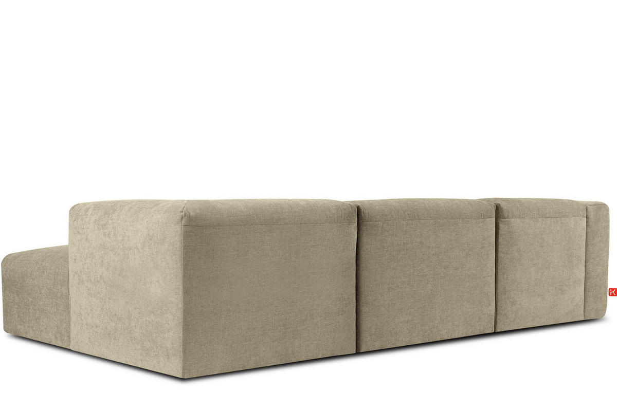 ECKMODULSOFA-RECHTS BUFFO mit extrem weicher und bequemer Sitzfläche, Gewebestoff, sandfarben - Sandfarben, Textil (297/180cm) - KONSIMO®