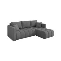 ROHOVÁ SEDAČKA s funkcí spaní, otoman vpravo GARD-L 226x146x85 šedá velur - černá/šedohnědá, kompozitní dřevo/textil (226/146cm) - ALTDECOR