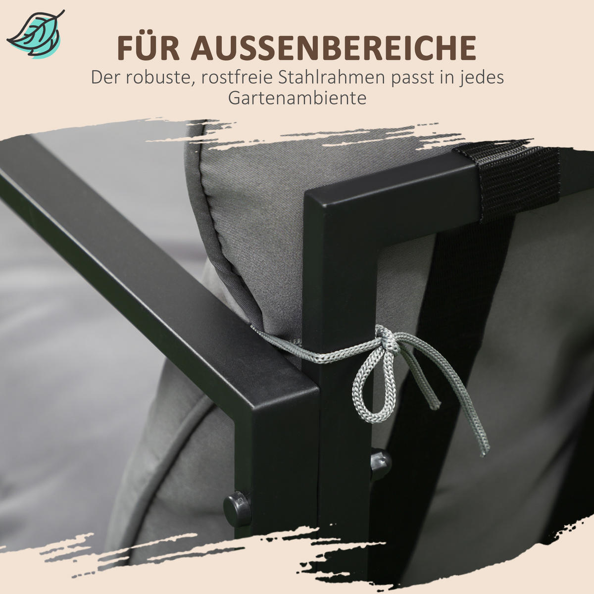 GARTENMÖBEL-SET, Stahl, Grau+Schwarz - Multicolor, Metall - Outsunny