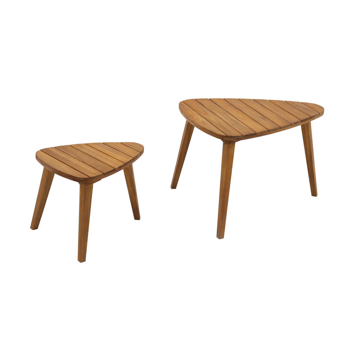 COUCHTISCH Massivholz 2er-Set ELQUI - Naturfarben, Holz (66/53/45cm) - Miliboo