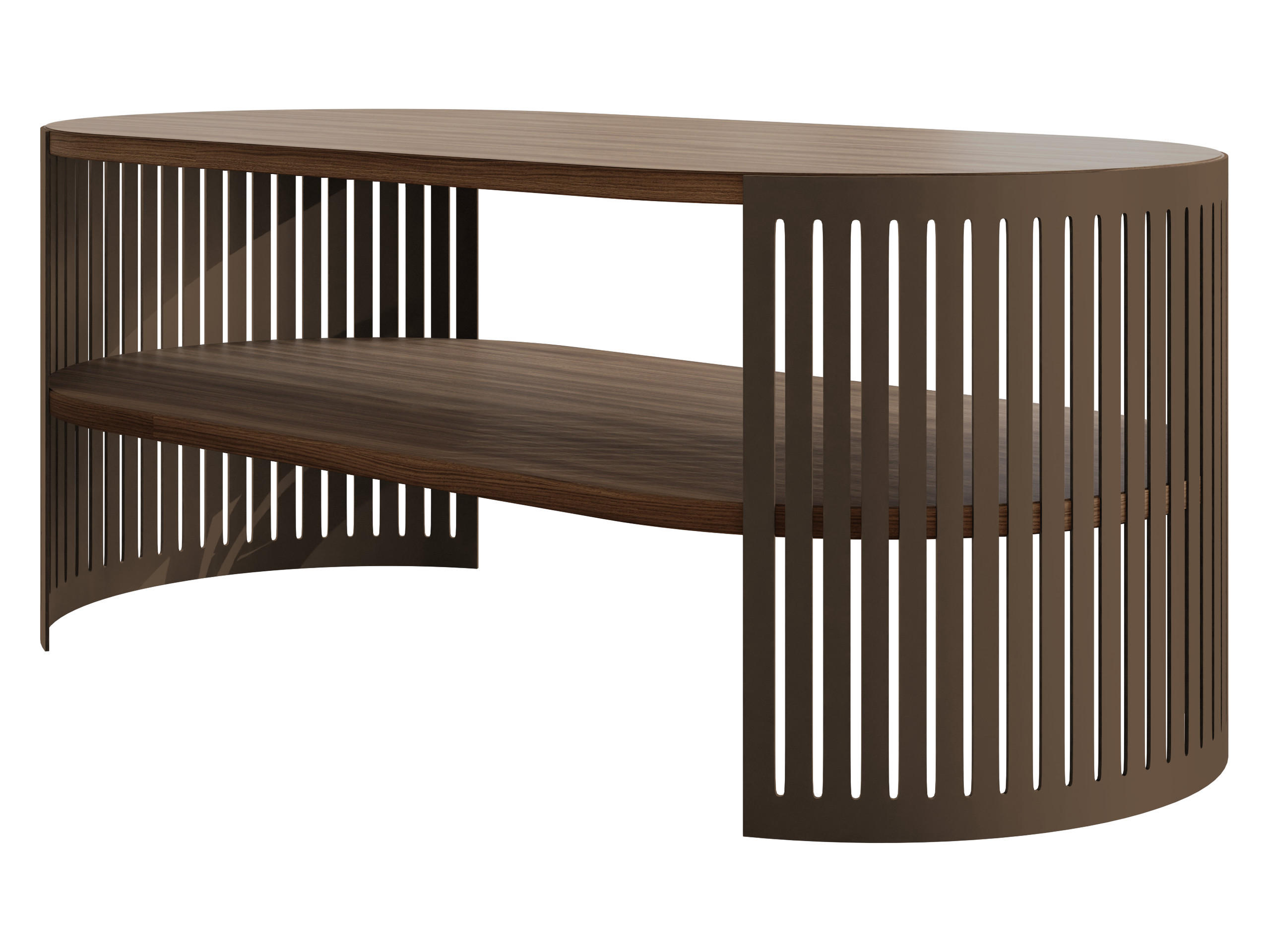 COUCHTISCH Fikoli Oval Braun I - Nussbaumfarben/Braun, Holzwerkstoff/Metall (100/50/40cm) - MIRJAN24