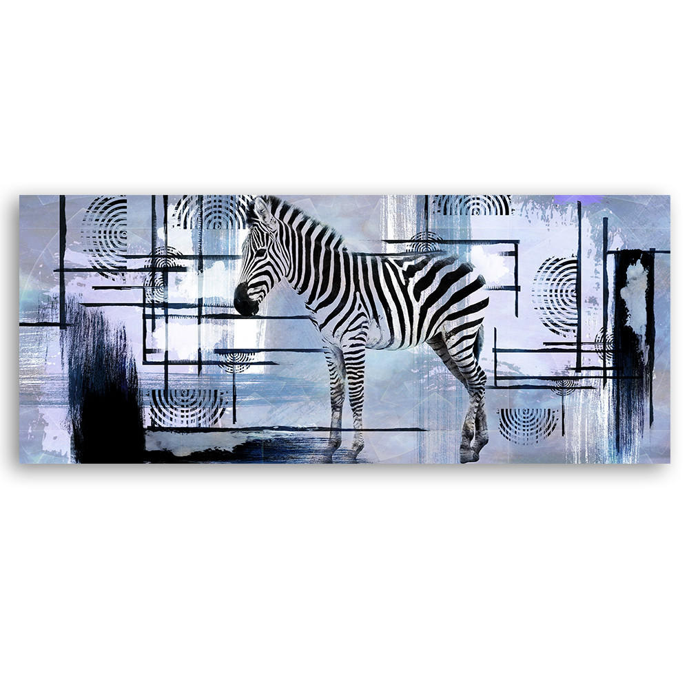 WANDBILD zebra blau abstrakt - Blau, Textil (90/30cm) - Feeby