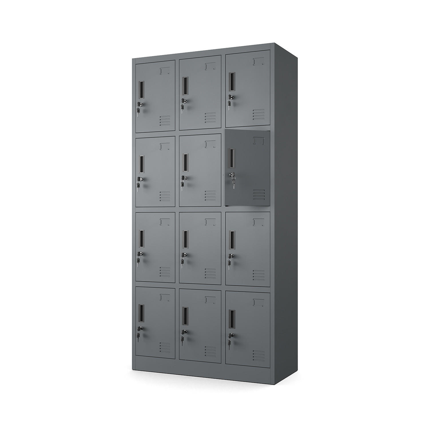 MEHRZWECKSCHRANK mit 12 Fächer Anthrazit Stahl 90x180x40cm - Anthrazit, Metall (90/185/40cm) - Muralo