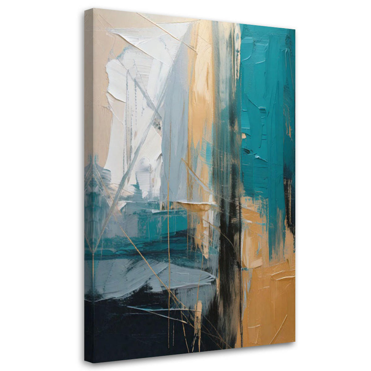 LEINWANDBILD Abstraktion 30x45cm - Türkis, Textil (30/45cm) - Feeby