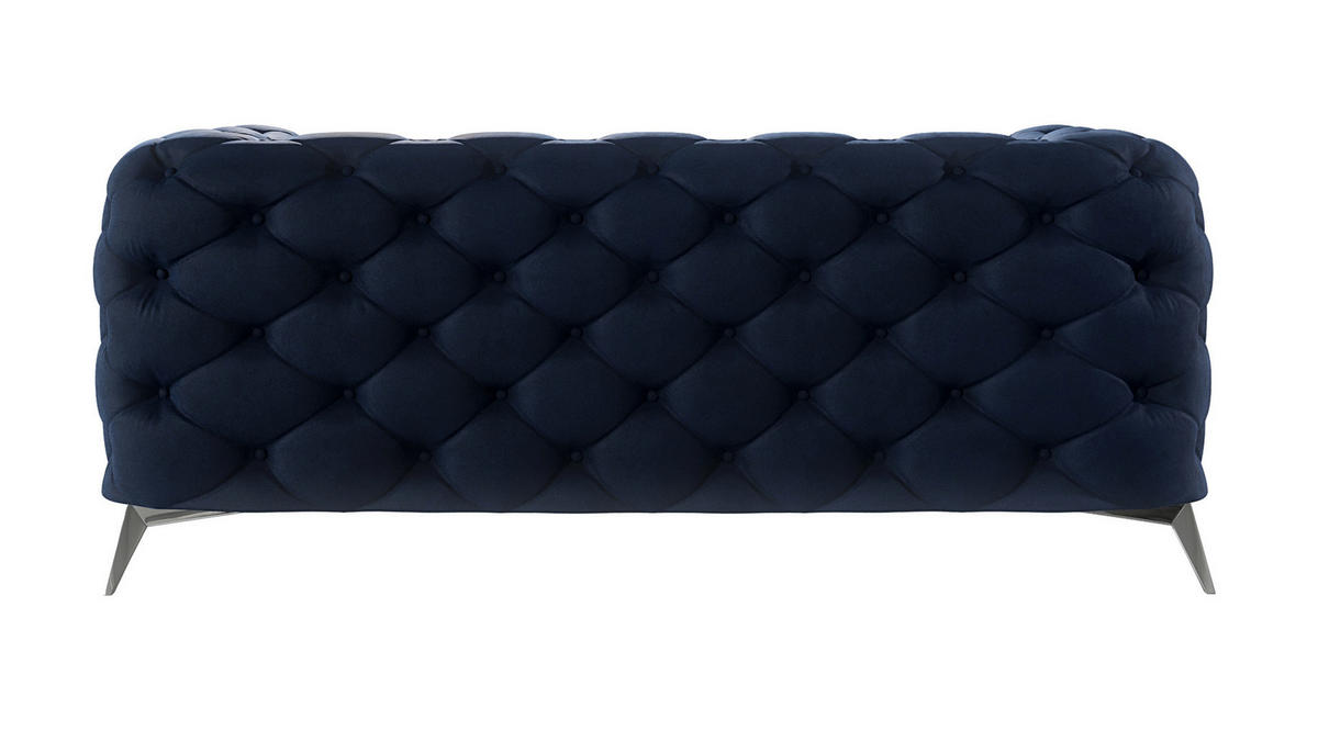 CHESTERFIELD-SOFA 2-Sitzer Laura Marineblau Samt - Silberfarben/Dunkelblau, Holz/Textil (185/75/100cm) - S-Style Möbel