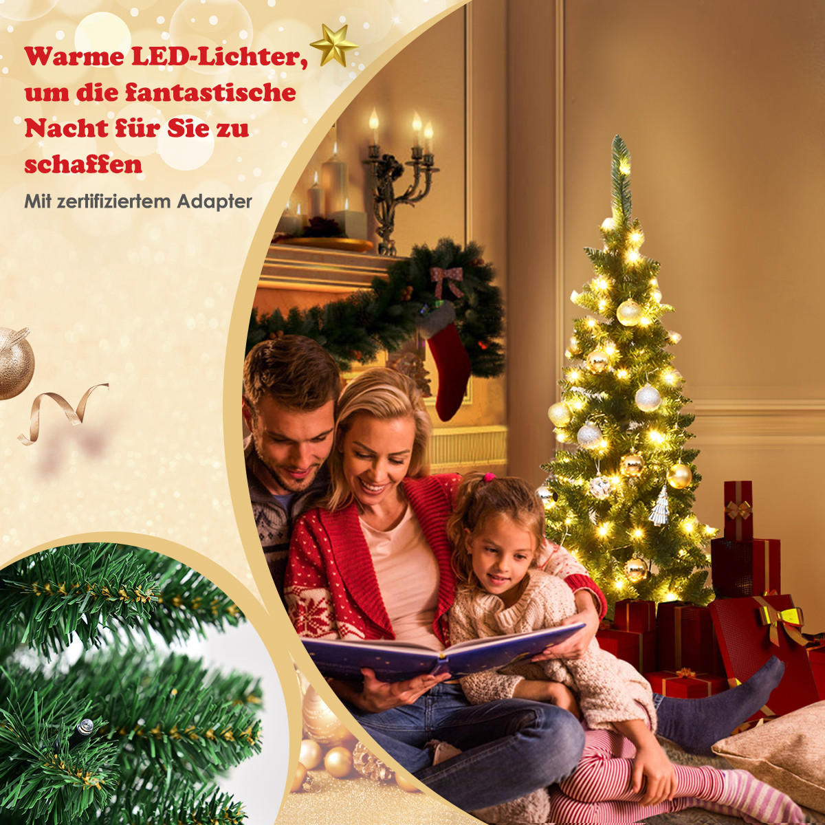 WEIHNACHTSBAUM Grün - Grün, Kunststoff (135cm) - COSTWAY