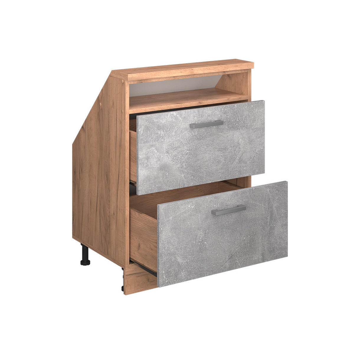 ŠIKMÁ SKŘÍŇ Rion Beton/zlatý dub - šedá/medově dubová, kompozitní dřevo (60/81.6/46cm) - Vicco