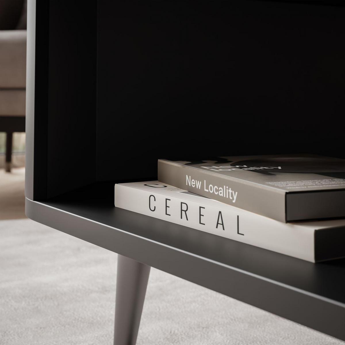 COUCHTISCH SHADOW II mit Ablage unter der Tischplatte - Schwarz, Holzwerkstoff (60/80/35cm) - Lookway