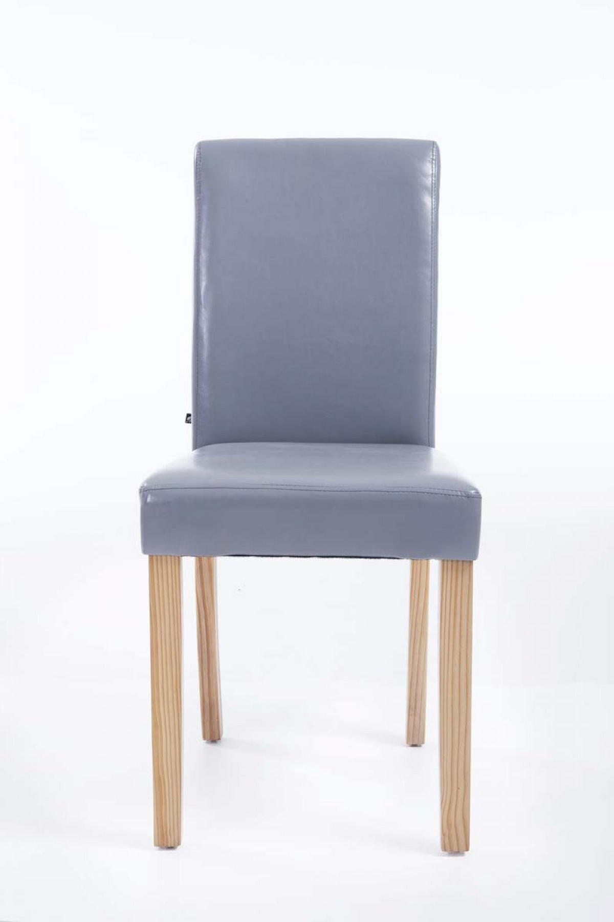 STUHL Lederlook grau - Eukalyptusholzfarben/Grau, Holz/Textil (41/91/47cm) - CLP