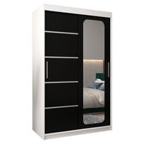SCHWEBETÜRENSCHRANK 200/120/62 2-türig - Silberfarben/Schwarz, Holz/Kunststoff (120/200/62cm) - Abiks Möbel