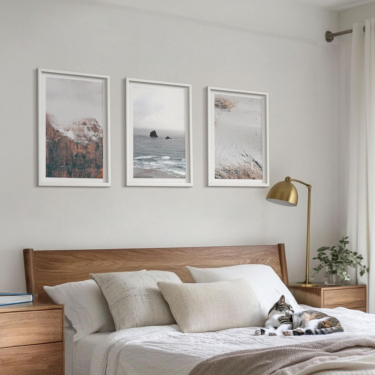 WANDBILDER 3er-Set - 40x60 cm Weißer Rahmen - Berge, Wolken, Meer, Sand, Natur - Weiß, Kunststoff (40/60cm) - ArtPrintCave