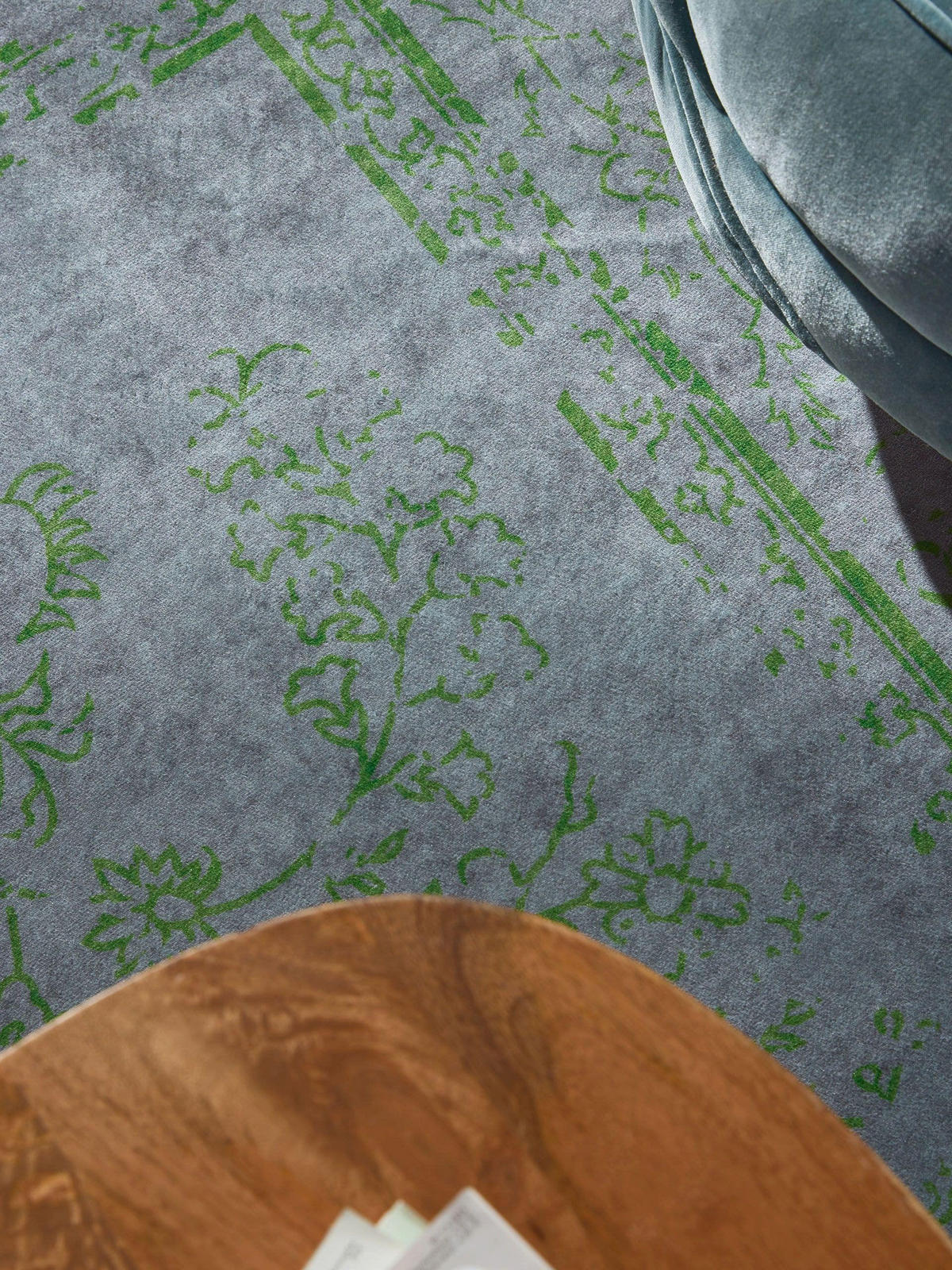 VINTAGE-TEPPICH Miray waschbar 160/230 cm - Grau/Grün, Kunststoff (160/230cm) - benuta Nest