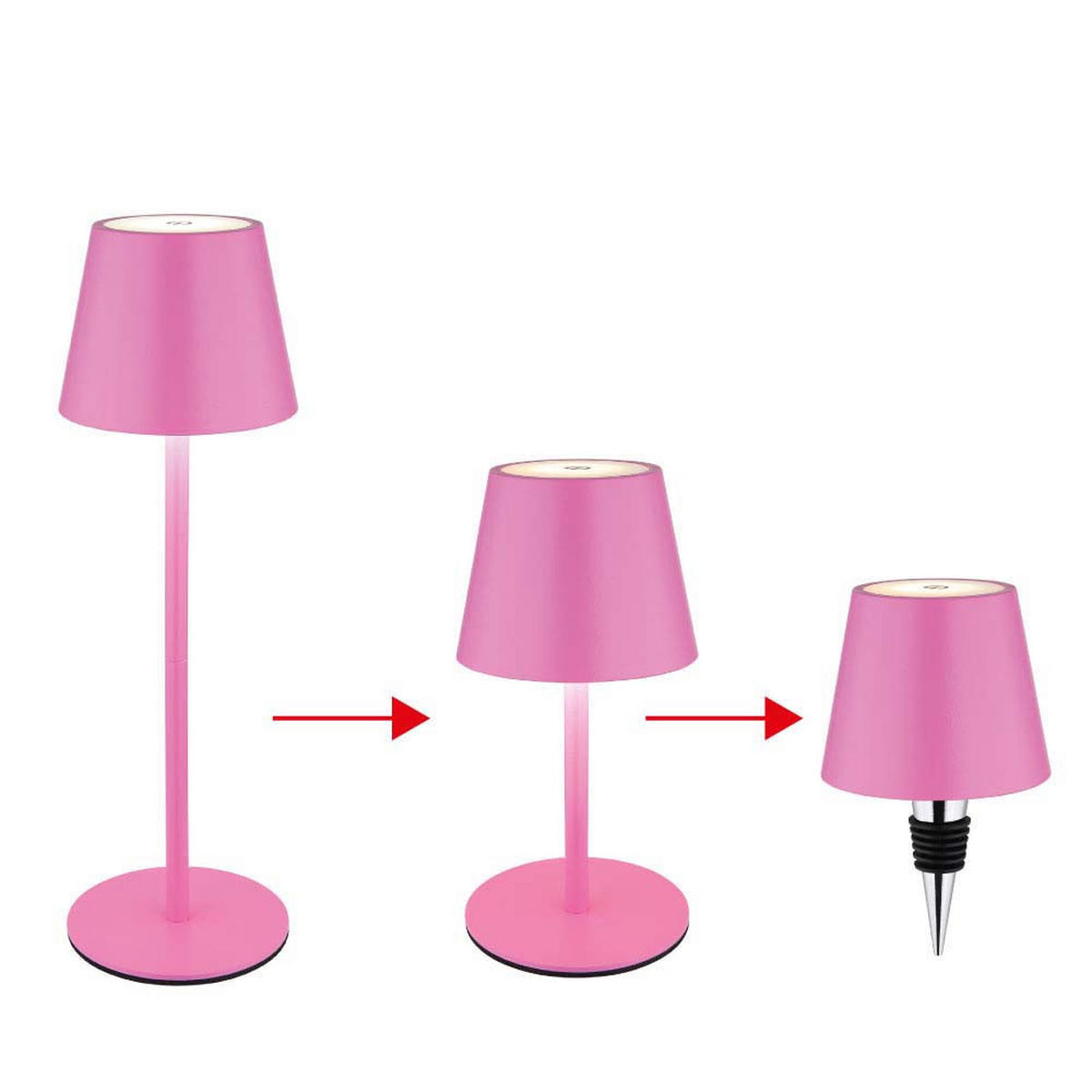 LED AUSSENLEUCHTE Vannie Rosa opal 2er Set - Rosa, Metall (11.5/11.5/36cm) - Globo Lighting