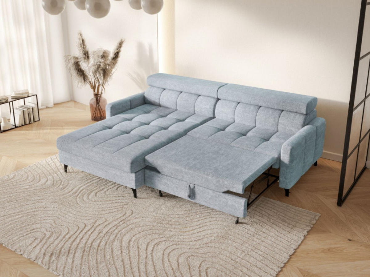 ECKSOFA Grau-Blau BAMBINO Mit Verstellbaren Kopfstützen Links - Blau/Grau, Textil (223/174cm) - Sepro Meble