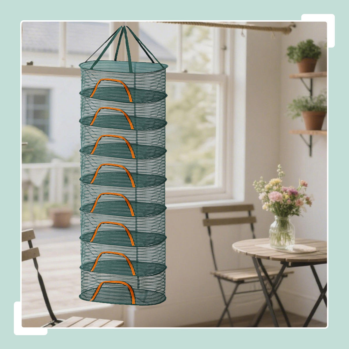 SUŠICÍ síť - tmavě zelená, textil/plast (60/198/40cm) - Relaxdays