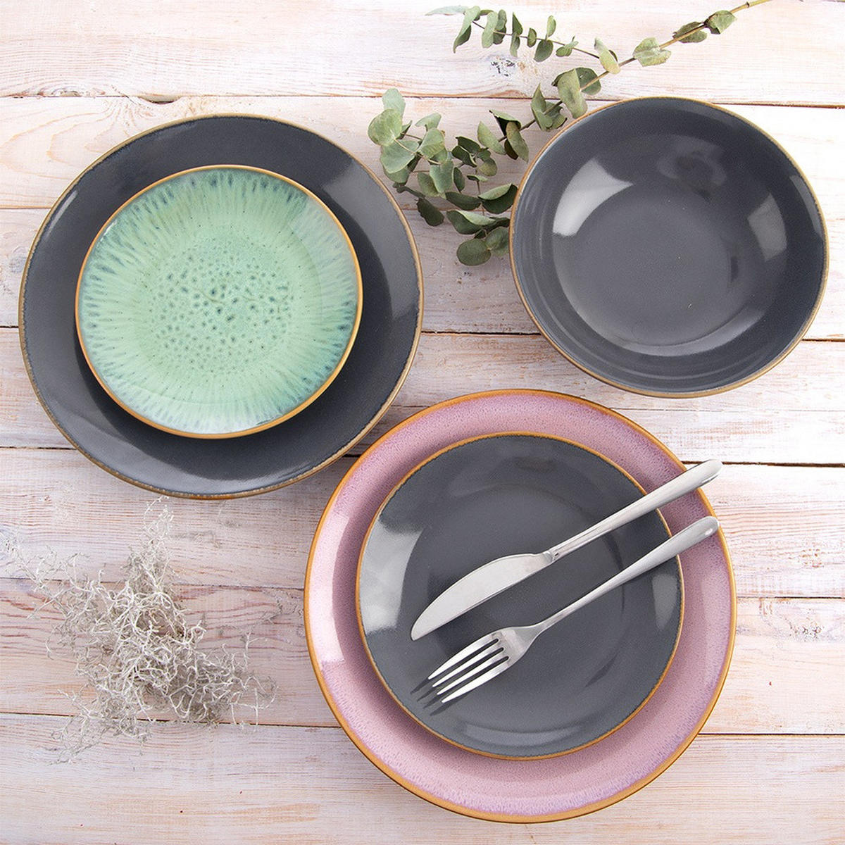 SUPPENTELLER Glaze tief grau - Grau, Keramik (20.5/20.5/6cm) - Orion 