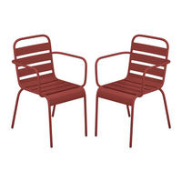 GARTENSTUHL - 56 cm x 59 cm - Metall - Rot - MIRMANDE - Rot, Metall (56/79/59cm) - Vente-Unique