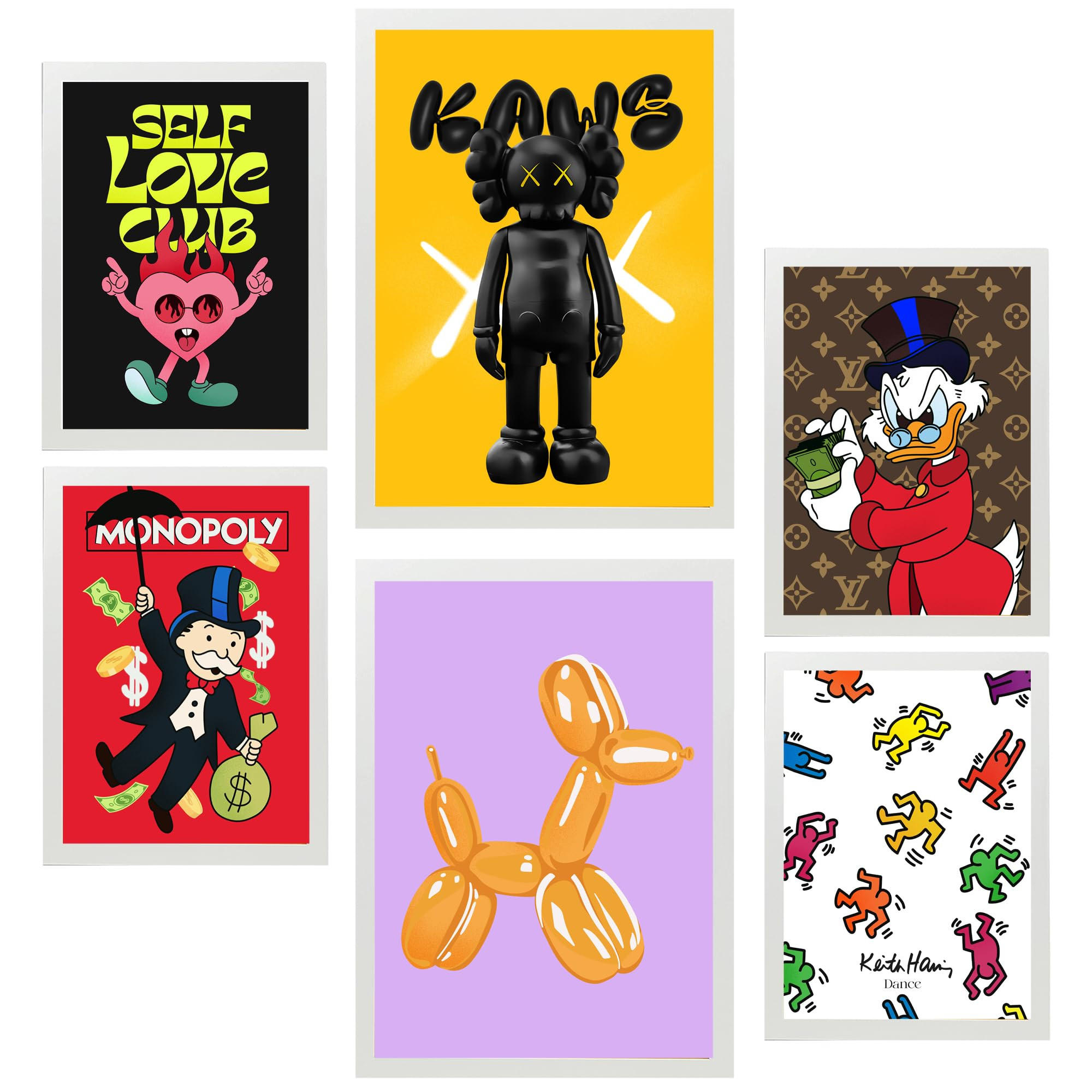 POSTER Set Mit 6 Der Humor Ikonischer Charaktere A3 & A4 Weißer Rahmen - Weiß, Papier (29/3cm) - Nacnic