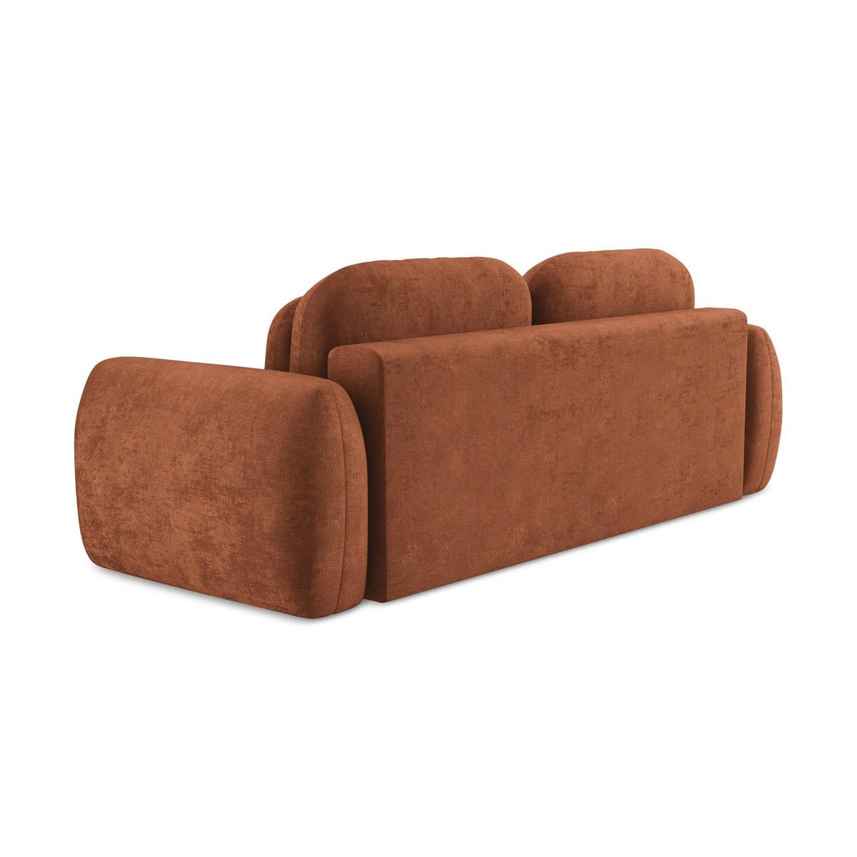 3-SITZER SOFA mit Schlaffunktion Chenille Stoff Orange - Terracotta/Schwarz, Holzwerkstoff/Kunststoff (266/95/121cm) - LaMiaSofa