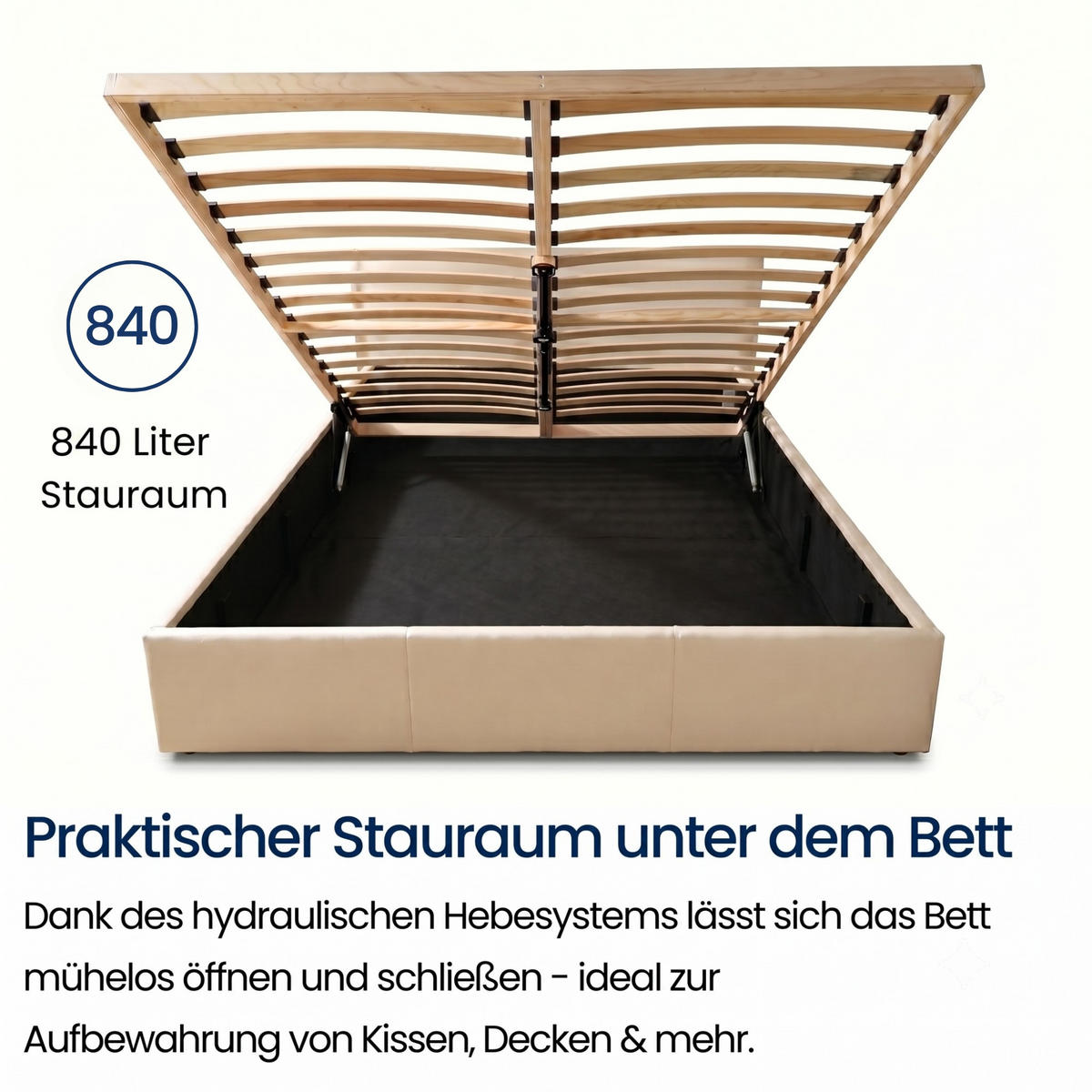 POLSTERBETT mit Stauraum 180x200 cm in Creme - Creme, Holzwerkstoff (180/200cm) - Home Collective