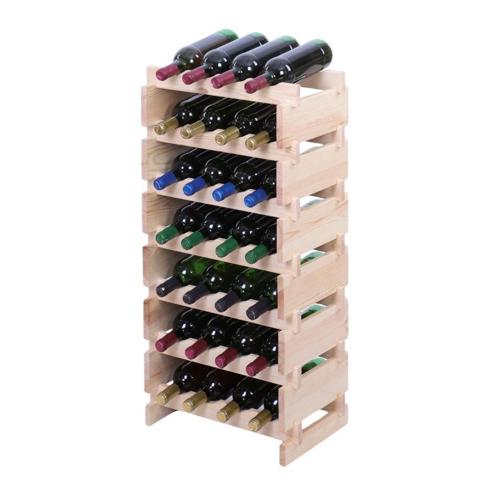 WEINREGAL VINOTECA FLEX PRO HxBxT 93x46x28cm 28 Flaschen auf 7 Ebenen Natur unbehandelt - Naturfarben, Holz (46/93/28cm) - PROREGAL