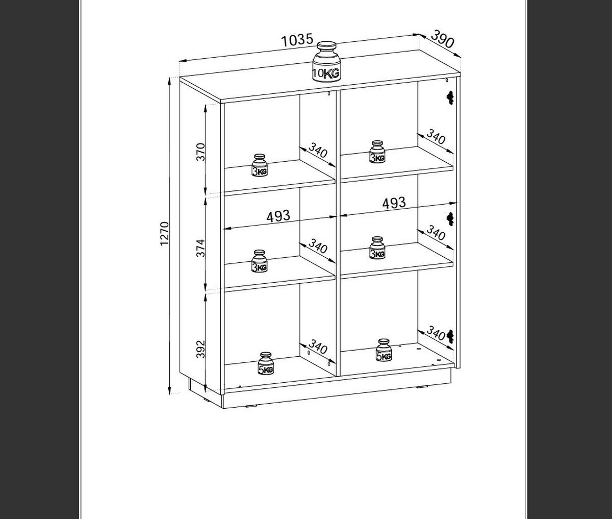 KOMMODE Loren, zweiflügelig, hoch, mit geriffelten Fronten in Schwarz - Goldfarben/Schwarz, Holzwerkstoff/Metall (104/127/39cm) - Ravio
