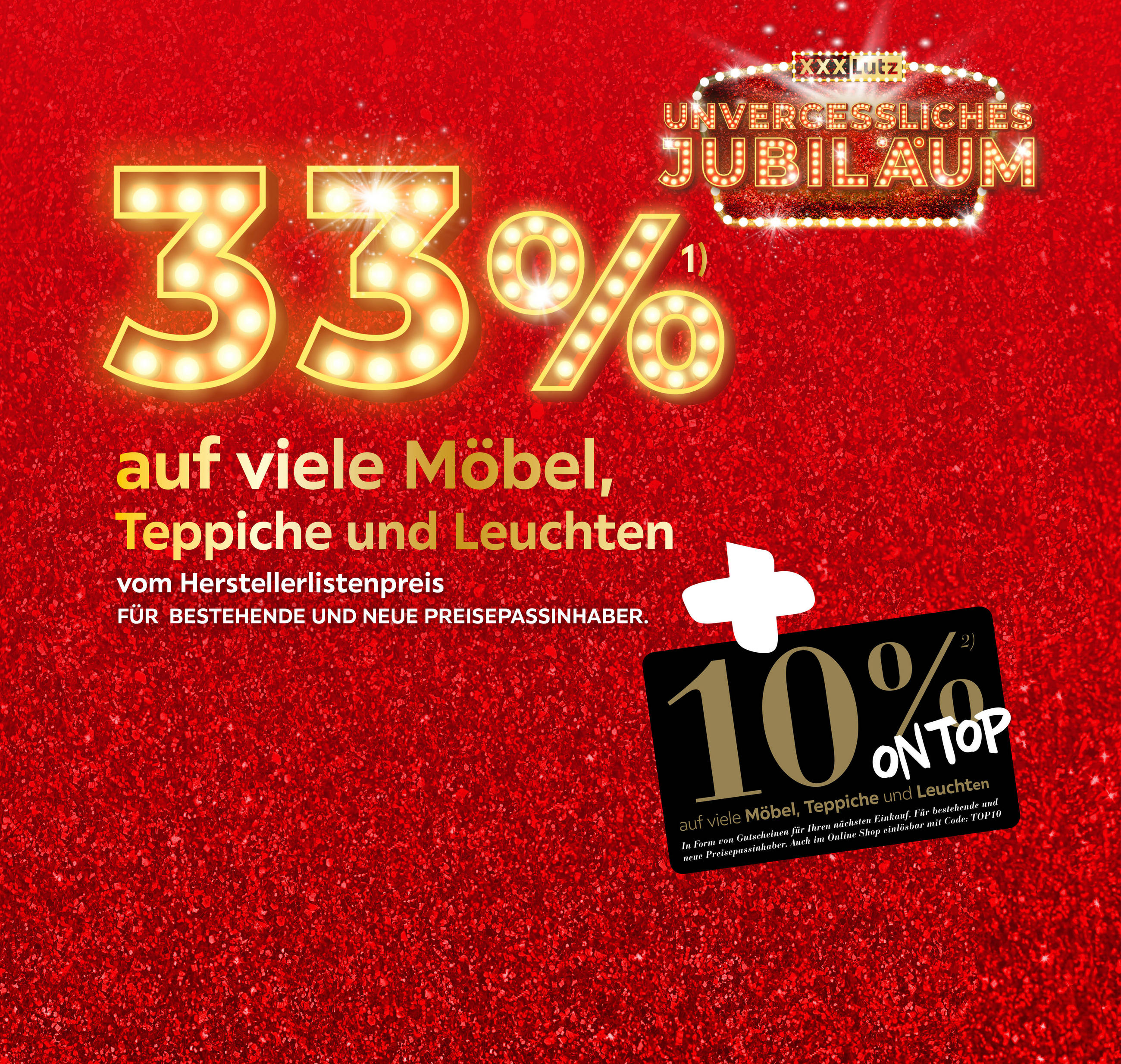 33% auf viele Möbel, Teppiche und Leuchten vom HLP, für bestehende und neue Preisepassinhaber + 10% on Top auf viele Möbel, Teppiche und Leuchten