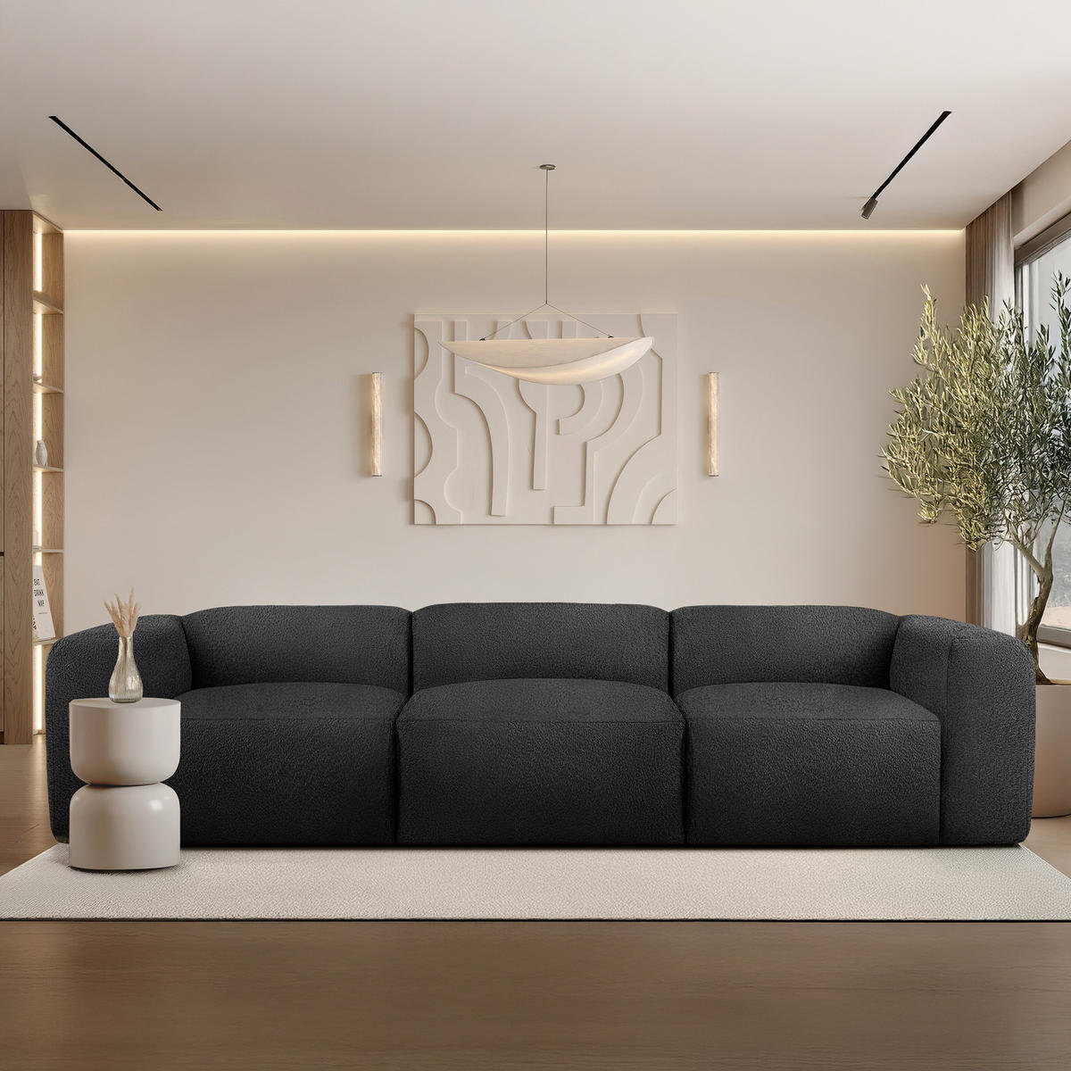 3-SITZER SOFA BUFFO, Dunkelgrau - Dunkelgrau, Holz/Holzwerkstoff (290/73/96cm) - KONSIMO®