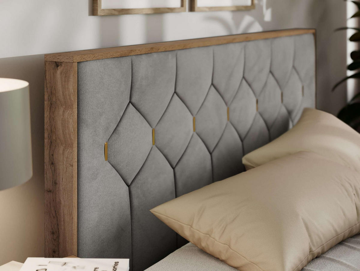 POLSTERBETT LARINO CLASSIC 180/200 - Hellgrau Velvet - ohne Matratze - Hellgrau, Textil (180/200cm) - MKS