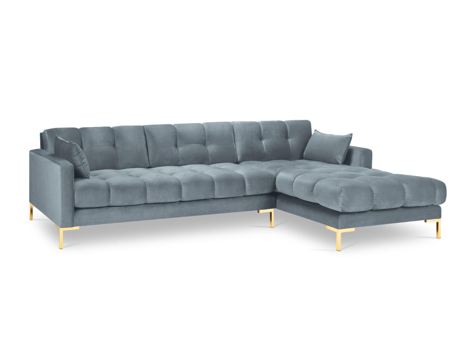 ECKSOFA rechts Mamaia aus Samt hellblau 5 Sitzplätze - Hellblau, Textil (185/293cm) - Micadoni